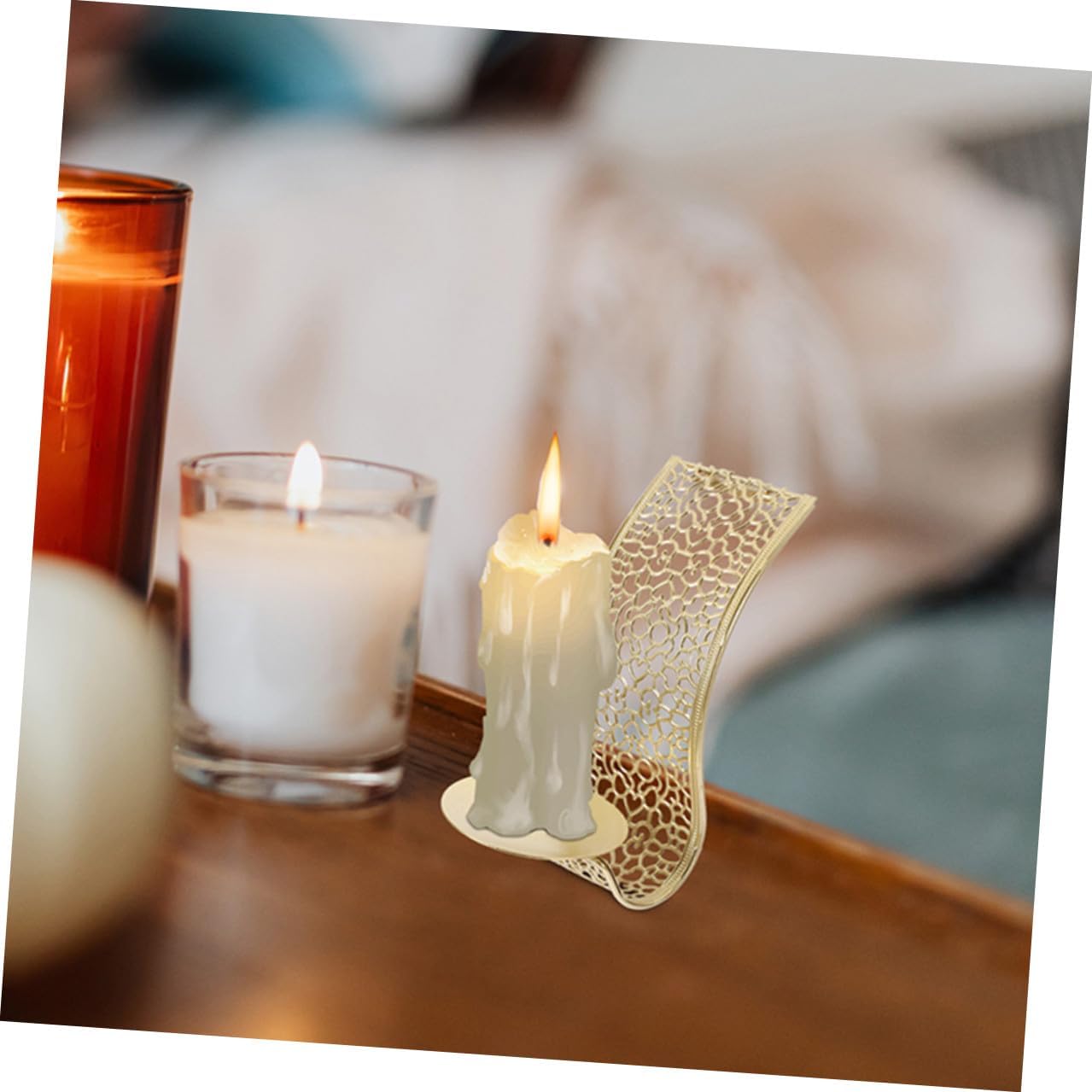 Middle East Wall Candle Holder Set 3pcs Iron Hanging Decor | Hollow out Design, Wall Mounted for Tealight or LED Candles, Golden Finish, Hotel and Staircase Wall Use