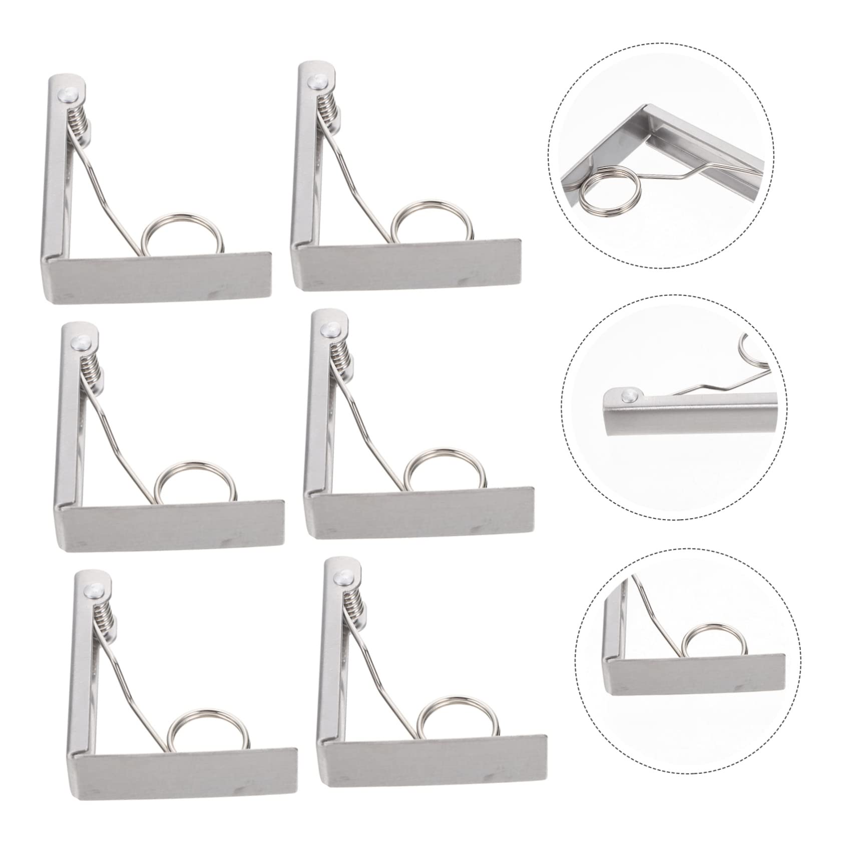 Set 6 Morsetti per Tovaglia in Acciaio Inox Argento, Clip Antiscivolo Facili da Usare e Lisce, per Tavoli da Campeggio e Picnic