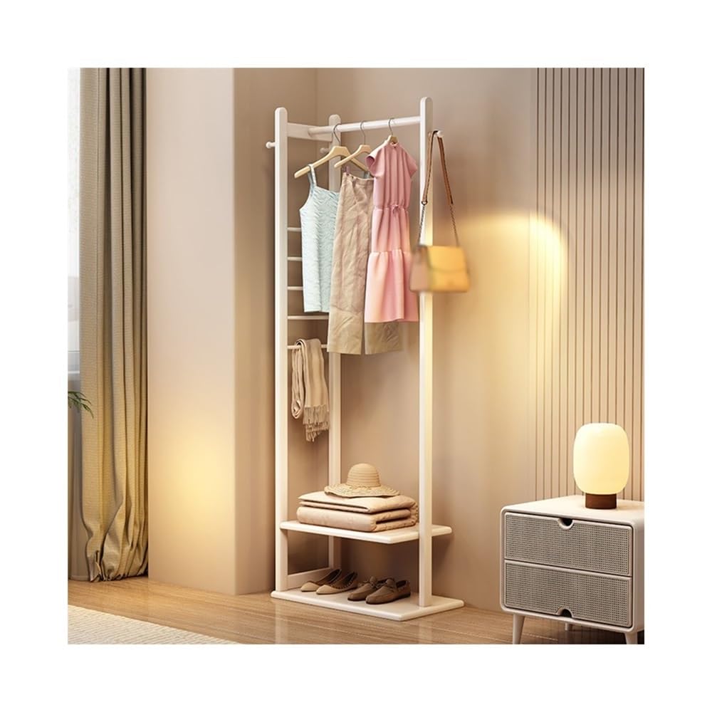 GLigeT Garderobenständer Massivholz-Garderobenständer, Boden-Schlafzimmer-Kleiderständer, Wohnzimmer-Lagerregal, einfacher vertikaler Balkon-Kleiderständer Jackenständer(Walnut)