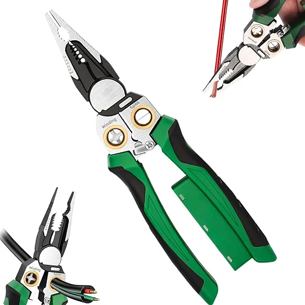 8 In 1 Wire Strippers with Voltage Tester, Wire Stripping Pliers for Cutting and Pulling, Cable Scissors for Scraping and Pressing Wires with Voltage Test, Wire Stripper Tools for Electrician Work