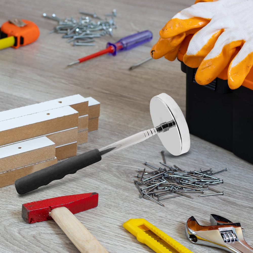 Balayeuse Magnétique Télescopique, Recherche Pièces Vis à Main Balayeuse Ramassage à Aimant Puissant pour Pelouses Garages Ateliers Rénovations Toits