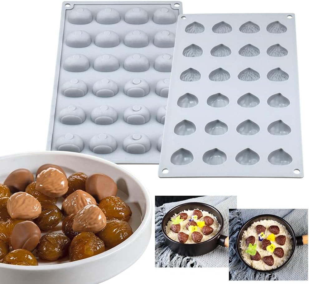 mostsom Mini Chestnut Chocolate Mold,Silicone Molds,Small Jelly Bean,Pastry,Candy,Fondant Molds (Chestnut K) image 3
