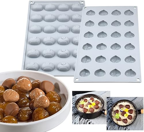 Miniatura 3 de mostsom Molde de chocolate mini castaño, moldes de silicona, jalea pequeña, pasteles, dulces, moldes de fondant (castaña K)