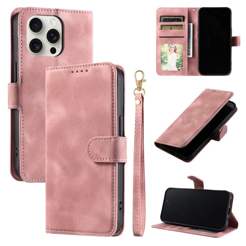 Compatible avec iPhone 8 Plus / 7 Plus / 6 Plus (couleur : rose) étui portefeuille en cuir rétro
