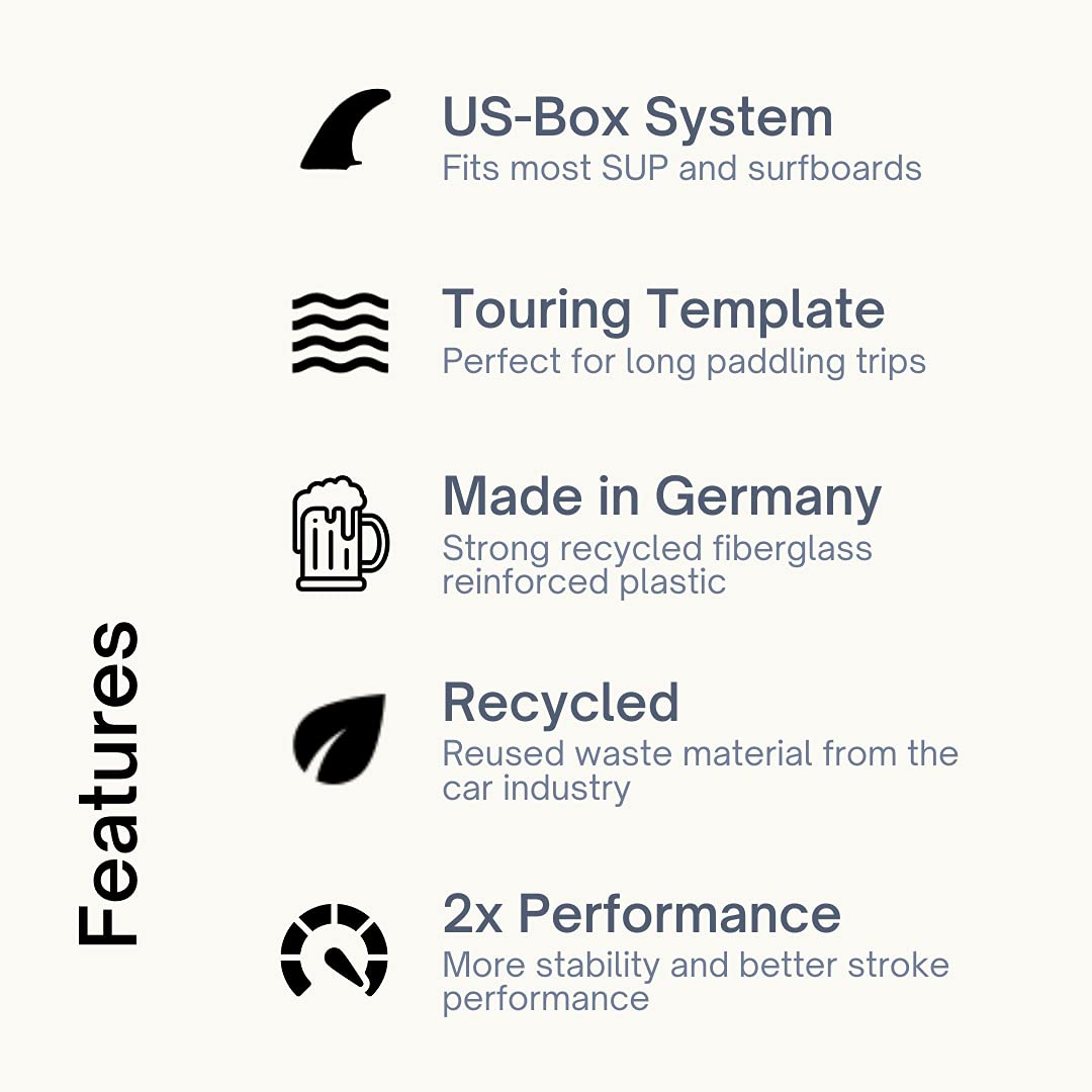 US-Box SUP Touring Finne - Made in Germany - Surfboard Fin passend für viele Stand Up Paddle Boards (Größe 9.4")
