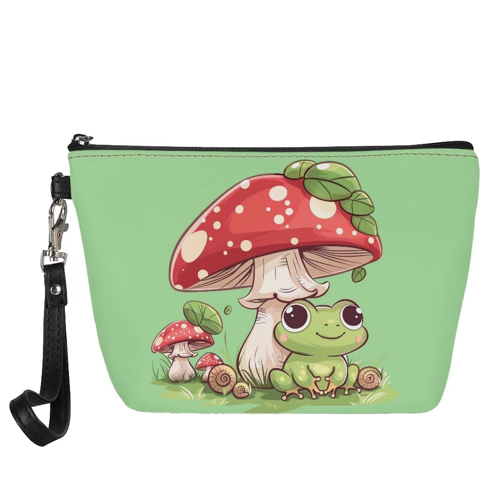 Xhuibop Mushroom Cartoon Frog Cosmetic Bag for Women Small Makeup Bag with Handles Zipper Clutch Pouch for Girls Makeup Bags for Women Organizer,Kawaii Gifts
