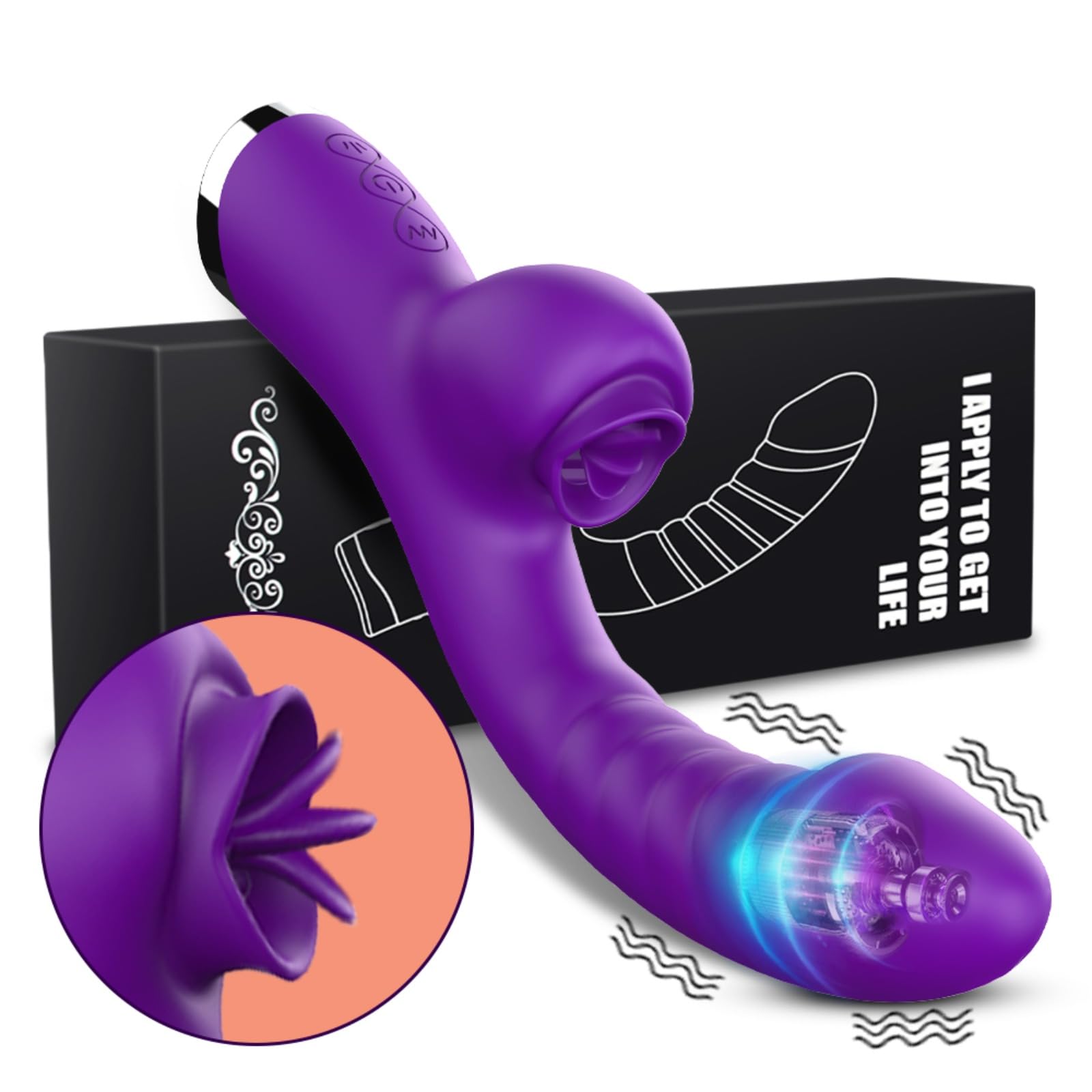 Vibromasseur Double Stimulation Chauffant - Pour Point G Et Clitoris, Rose/violet, Silicone, Sans Fil