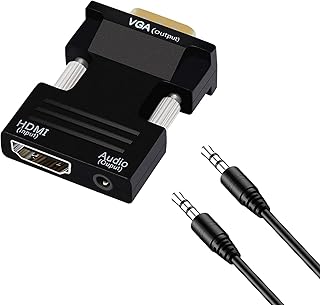 HDMI to VGA Adapter with 3.5mm Audio Jack HDMI Female to VGA Male Converter，Compatible for Computer, Desktop, Laptop, PC, Monitor, Projector, HDTV, Chromebook, Roku, Xbox and More (B)