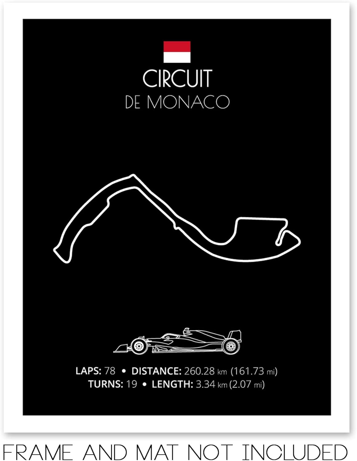 Custom Car Posters Handmade Poster compatible with Circuit de Monaco (Monte Carlo, Monaco) Race Track Poster intended for Formula Racing Fans Print Wall Art Décor - 16x20 Satin Print (Unframed)
