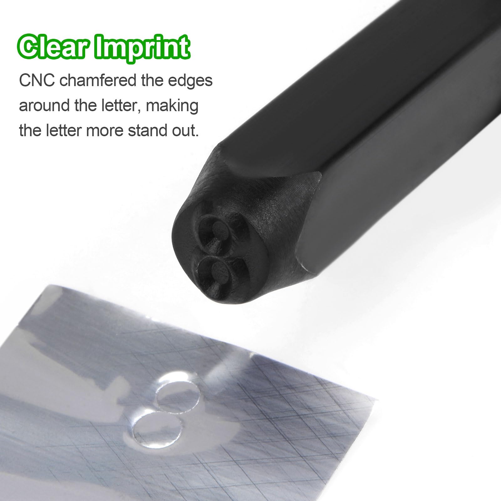 QUARKZMAN 36pz Metallo Stampaggio Kit 5/16" (8mm) (AZ, 0-8,"&" Simbolo) Acciaio Lettera Pugno Premere Utensile con Foro Pugno per Stampa su Metallo, Plastica, Legno, Pelle, Nero