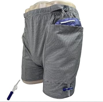 Stoma Underwear for Colostomy, Gallbladder, Catheter Patients - Drainage Bag Storage Shorts, Post-Surgery Ostomy Care for Travel,Stripe,3XL