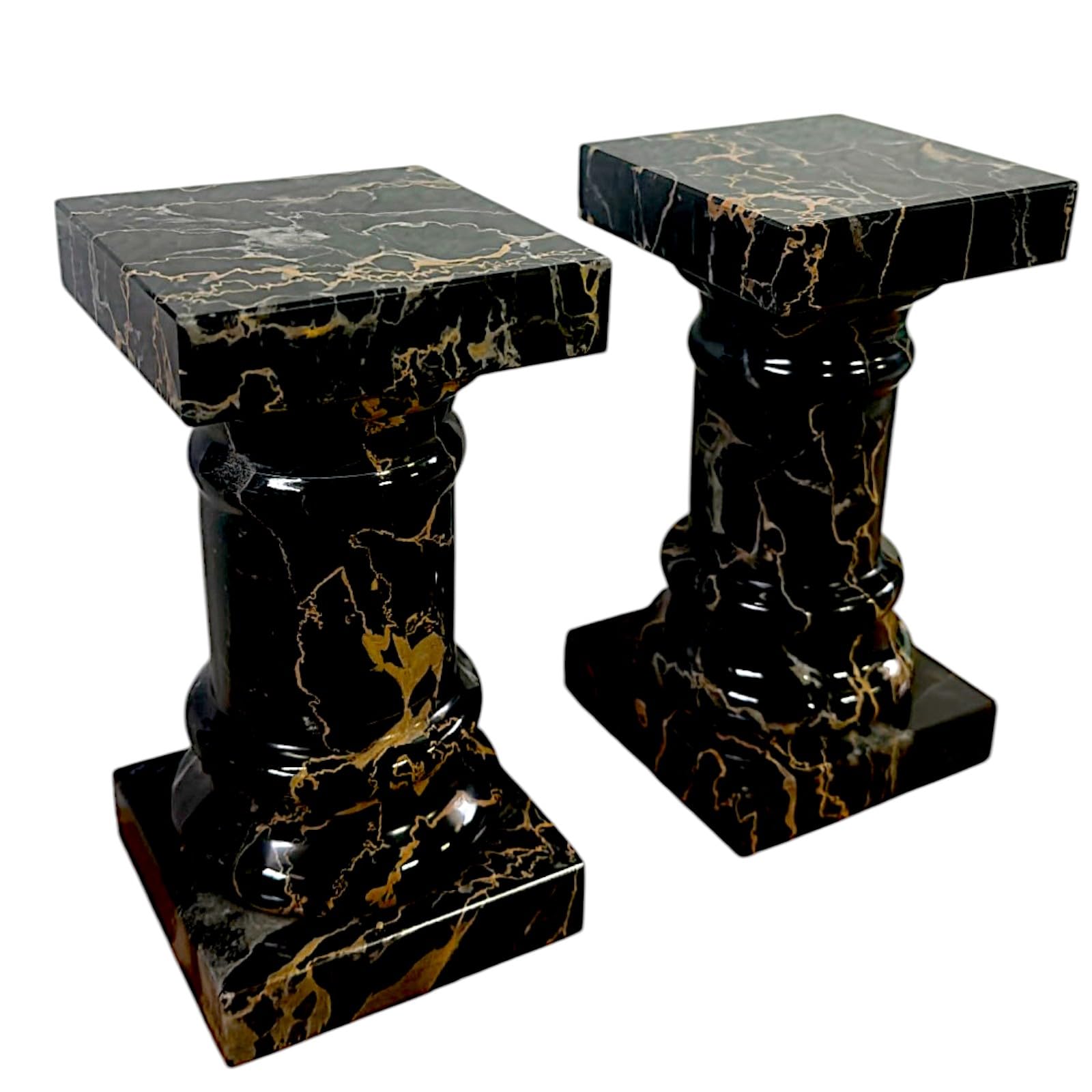 CBAM Set Colonne Fermalibro Marmo Nero Portoro Italian Marble Art Column Book H17cm