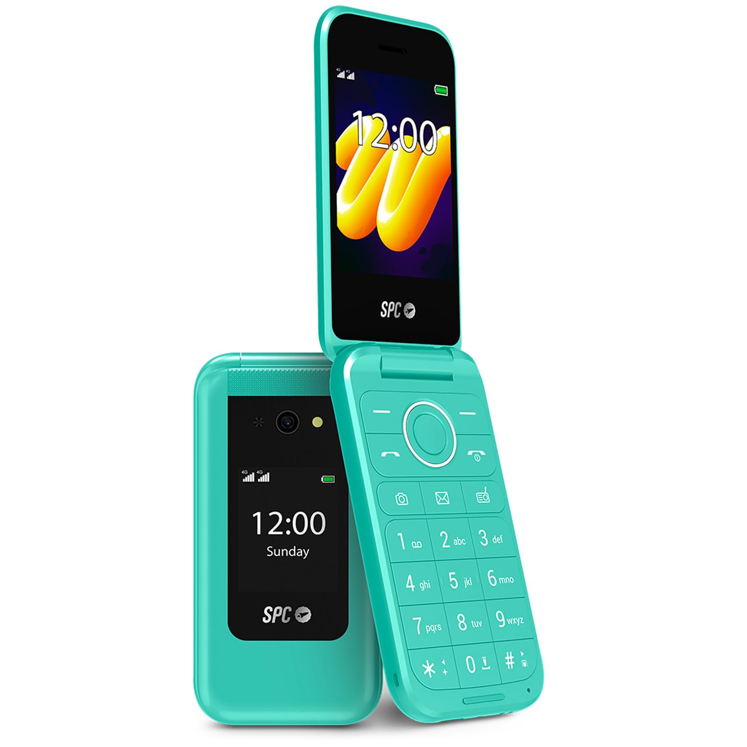 SPC Wild – Basic 4G Mobile do cyfrowego odłączania i pierwszego bezpiecznego połączenia dla nastolatków, aparat, podwójny ekran, przycisk SOS i bateria 7-dniowa | turkusowy