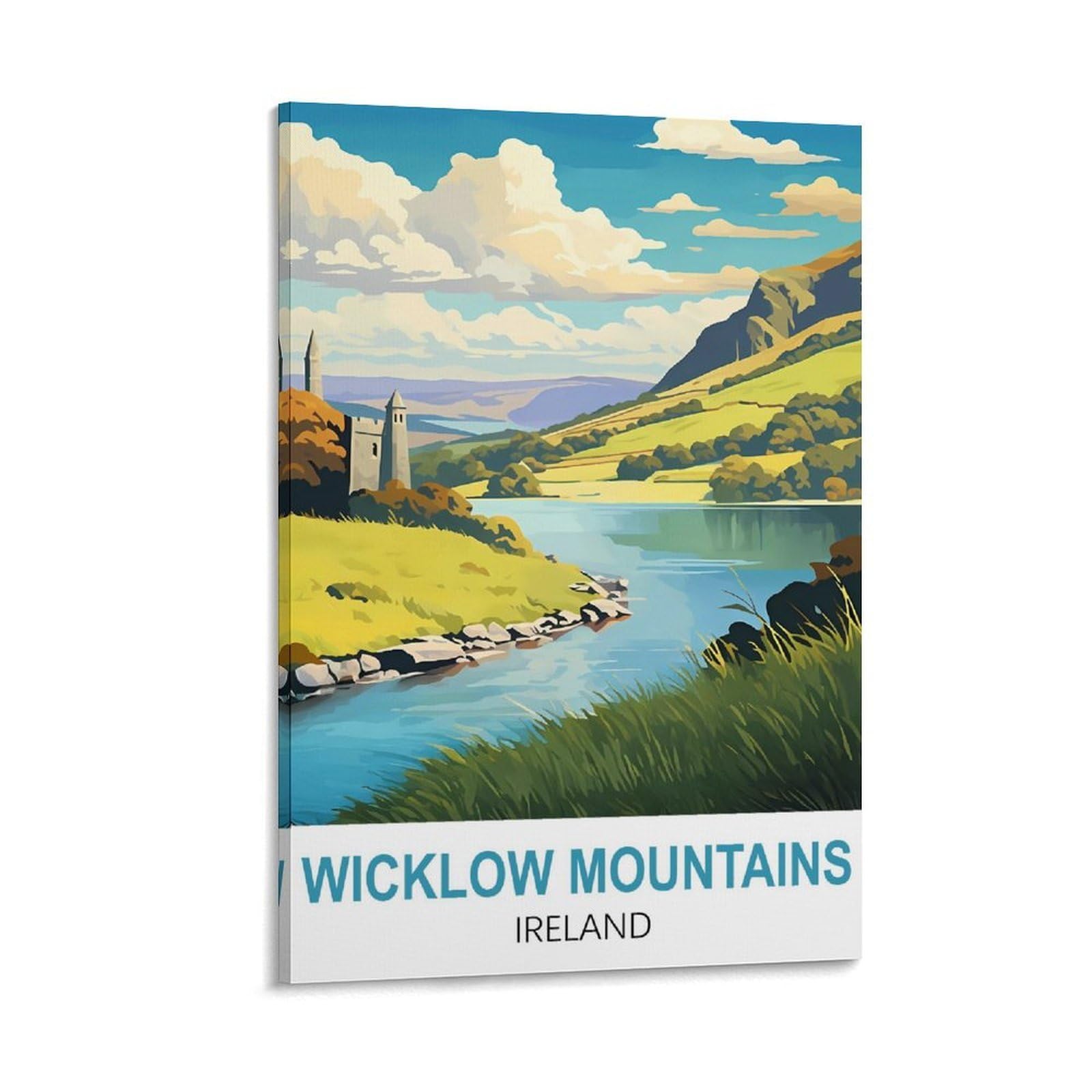 Fuudang Frame-Style Wicklow Mountains Ireland Vintage Travel Posters 08X12inch(20X30cm) Canvas Art Poster And Wall Art Picture Print Modern Family Bedroom Decor Posters