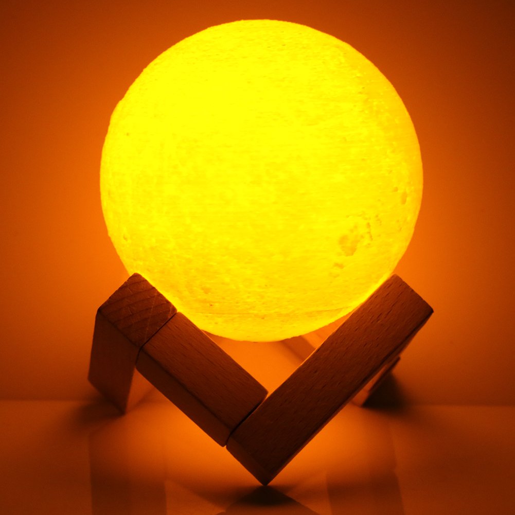 3D Printing Moon Lamp, Moonlight Cozy Night Light Lunar USB Charging, YUMOMO Touch Control Brightness Warm/Cool Color(3.2inch)