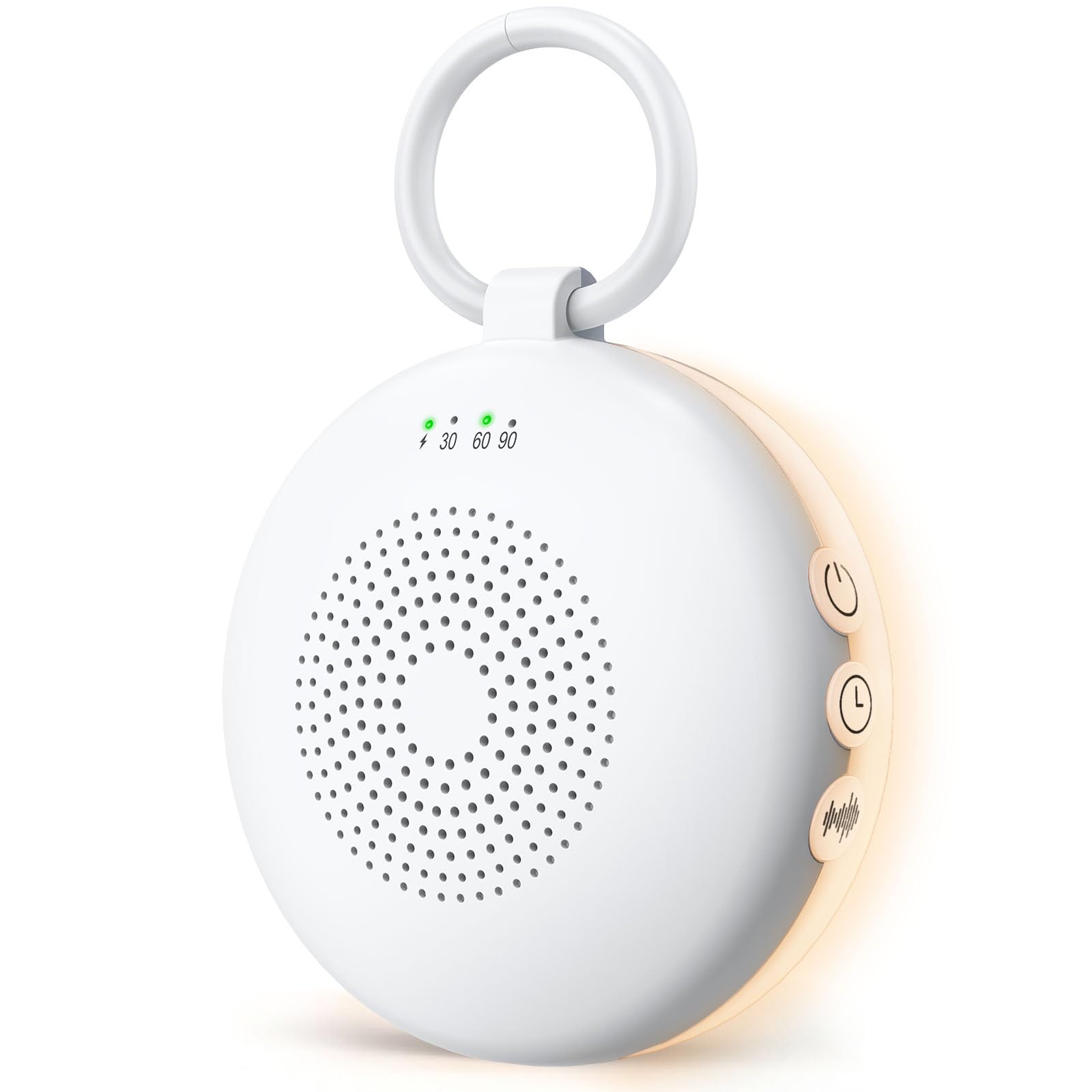 YGiTK White Noise Machine Mini-Tragbare Soundmaschine mit 12 Beruhigende Geräuschen, 3-Timer & Memory-Funktion, Typ-C Wiederaufladbar, Weißes Rauschen Maschine für Babys Erwachsene Kinder (Weiß)