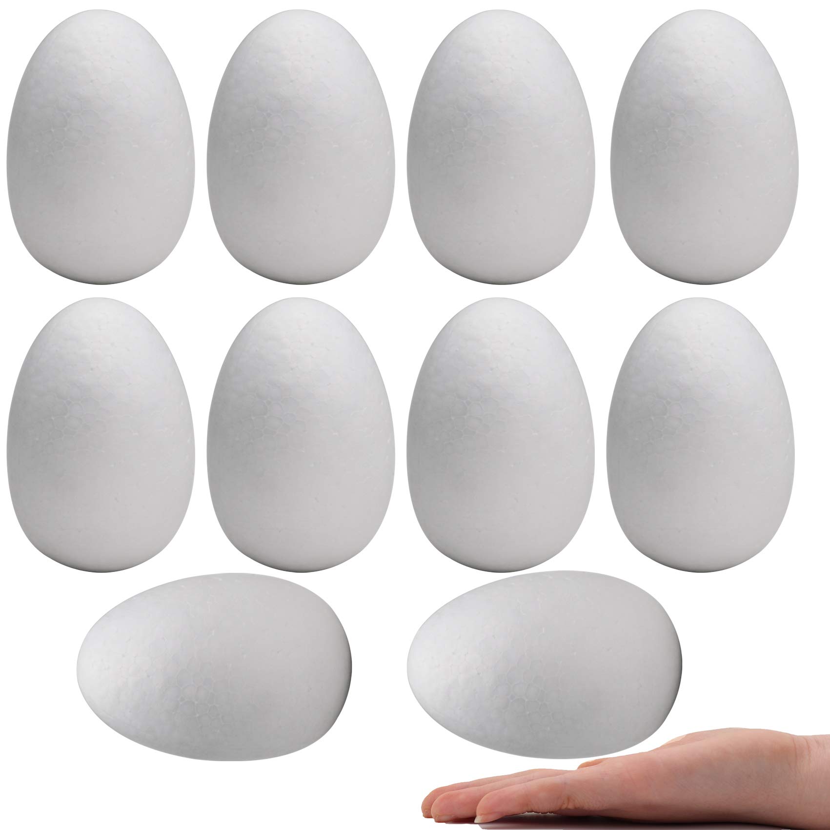 Crafare4.5 Inch 10 Pack White Craft Foam Eggs Smooth for Easter Christmas Holiday Art Crafts Making Handmade DIY Painting School Projects