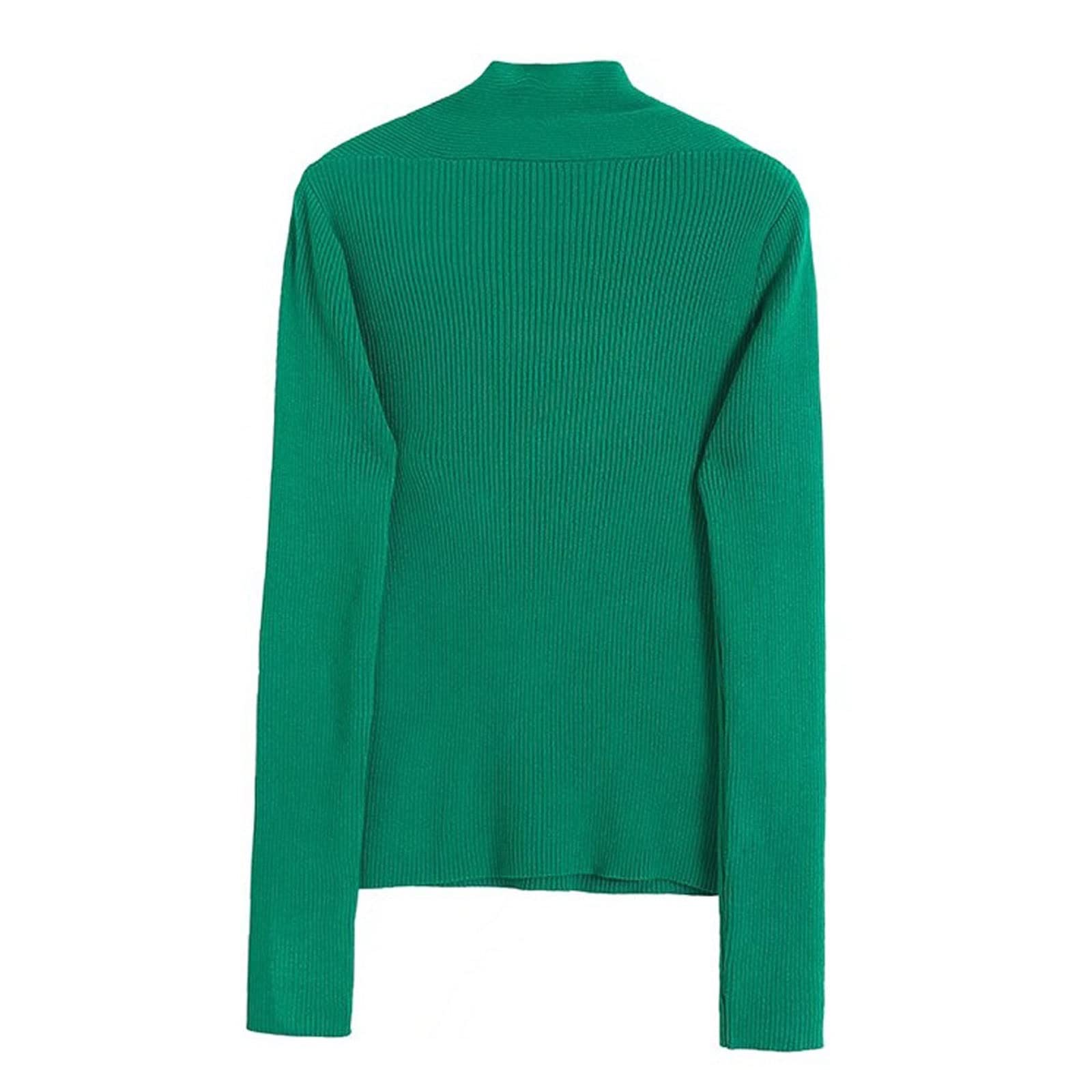 Damskie swetry damskie modne dopasowane przycięte zielone dzianinowe sweter vintage kwadratowy kołnierz długi rękaw damskie swetry eleganckie topy, Czarny, US-Size S