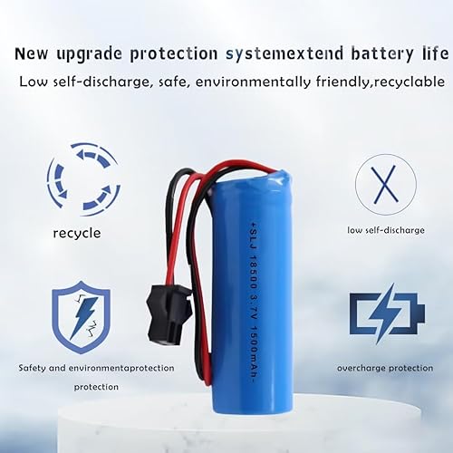 Miniatura 5 de 1 unidad 18500 3.7 V 1500 mAh, paquete de 2 baterías recargables de iones de litio con enchufe SM2P y cable de cargador para camiones de control