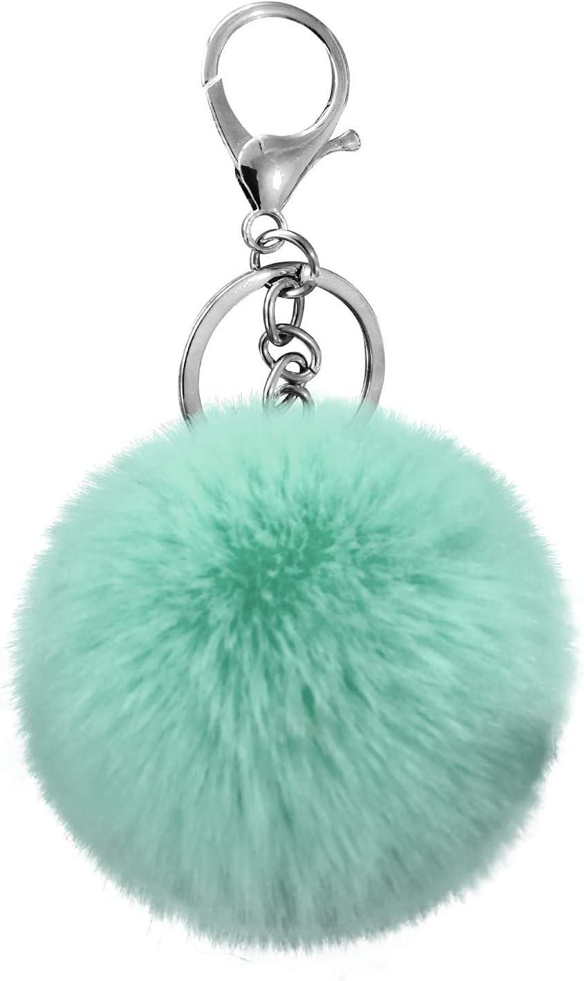 Cityelf Cute Faux Rabbit Fur Ball Pom Pom Keychain Car Key Ring Handbag Tote Bag Pendant Purse Charm