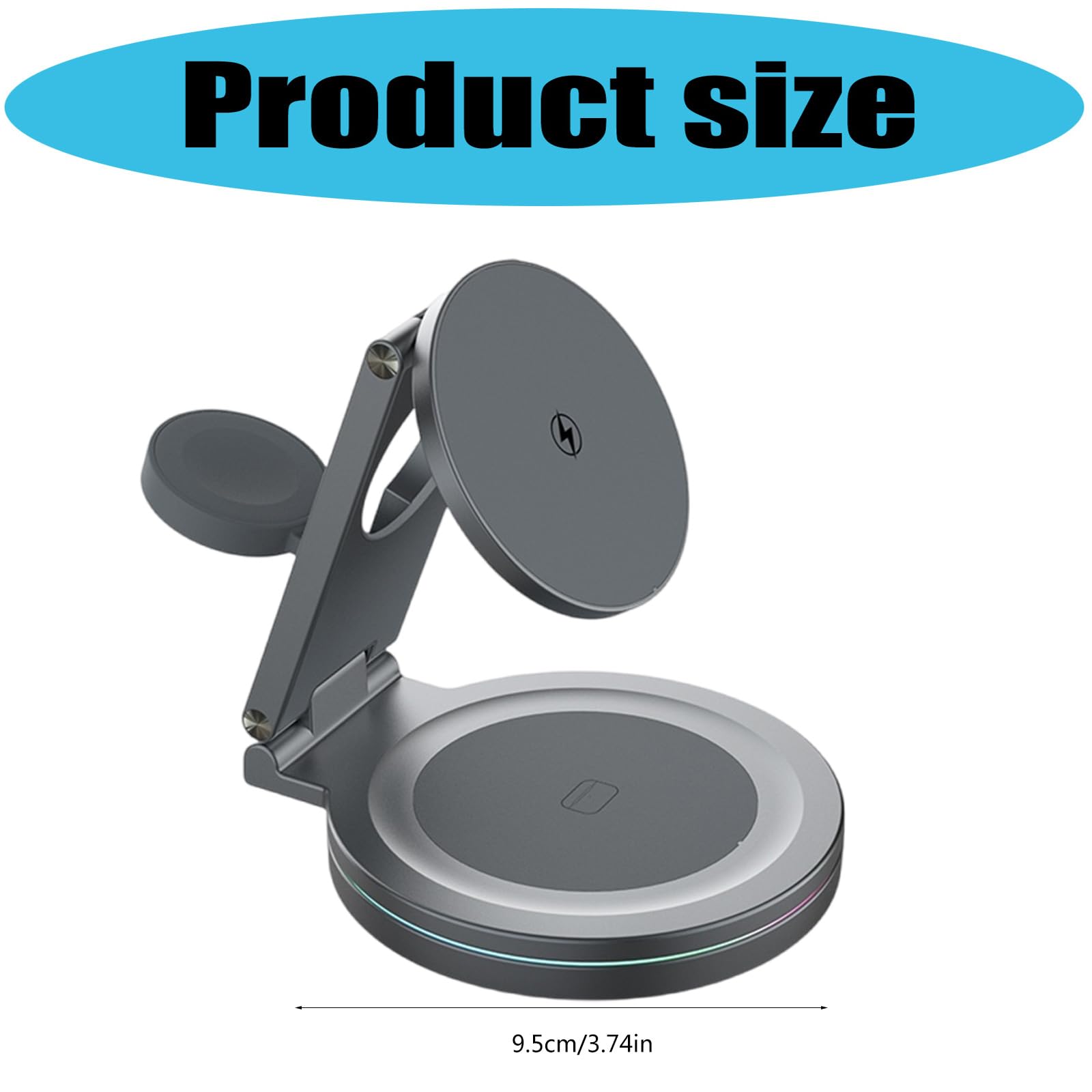 Stazione ricarica per telefono premium Illuminazione automatica Supporto per dispositivi multipli Design portatile pieghevole Supporto per telefono con base in metallo girevole a 360° con