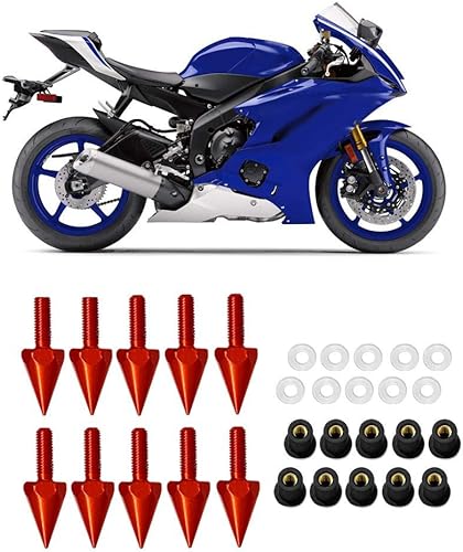 Miniatura 4 de Tornillos de pico para parabrisas, tornillos de clavija para parabrisas M5, tuercas para modificación de motocicleta (rojo)