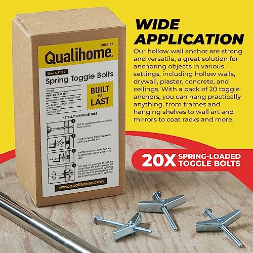 QUALIHOME Spring Toggle Bolt Anchors Heavy Duty Wall
