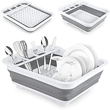 QOUBNIC Abtropfgestell Faltbar Abtropfständer, Spülschüssel Faltbar mit Faltbarem Besteckteiler Portable Geschirr Organizer für Camping Geschirr Wohnwagen