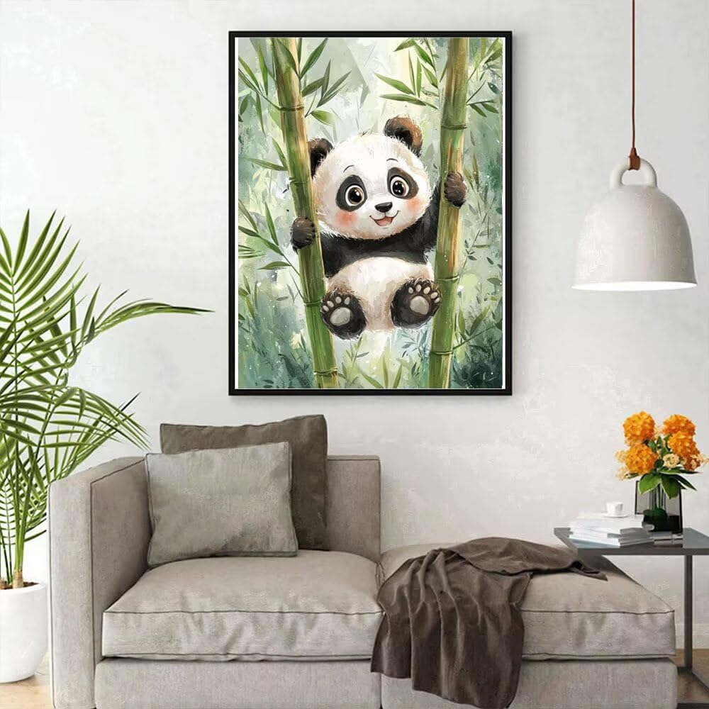 WO3W-480 zestaw do malowania diamentami 5D, zielona panda, obraz dla początkujących dzieci, "zrób to sam", haft krzyżykowy, do dekoracji domu, na ścianę, prezent dla kobiet, 80 x 110 cm