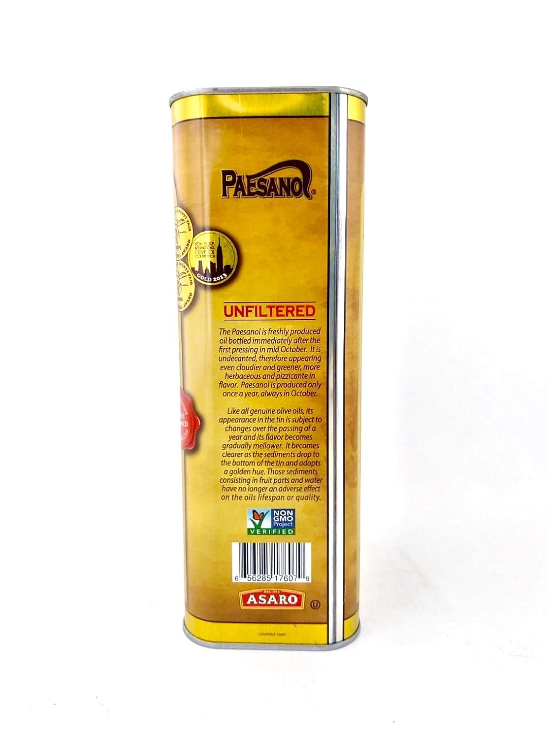 Paesanol Extra Virgin Oil Olive Unfiltered 101.4 Fl Oz