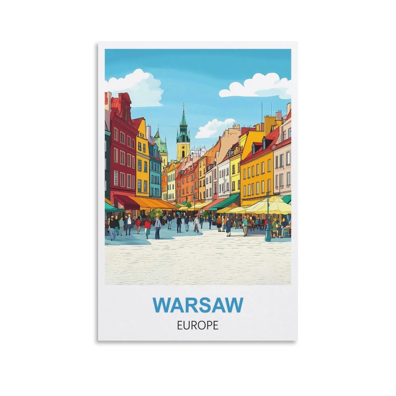 EZMLFA 5D Diamond Painting Kits for Adults,Warsaw Europe,DIY Full Round Drill Diamond Dot Gem Art Kits for Adults,Crafts for Decor 50x60cm