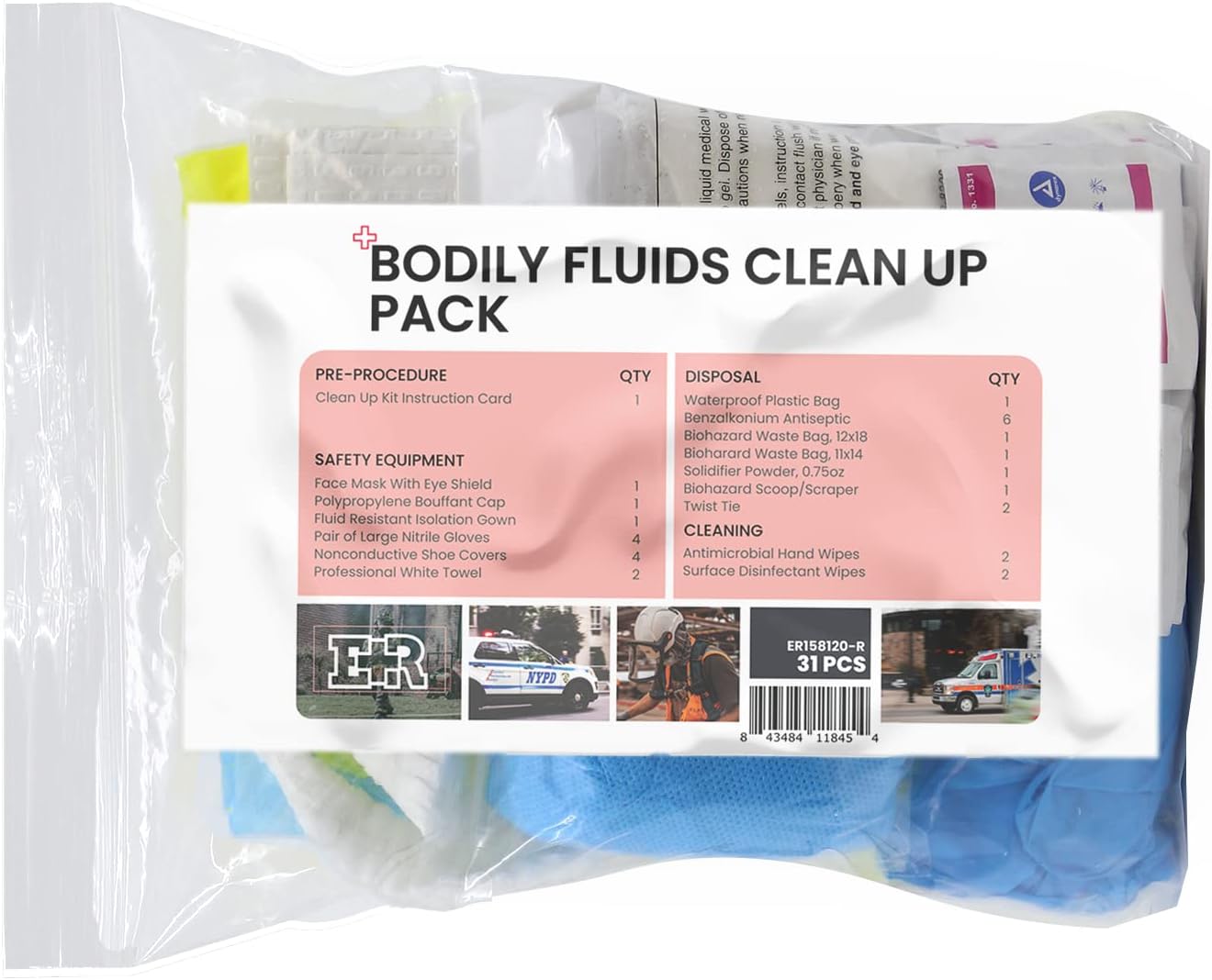 Ever Ready First Aid Bodily Fluids Clean Up Refill Kit with