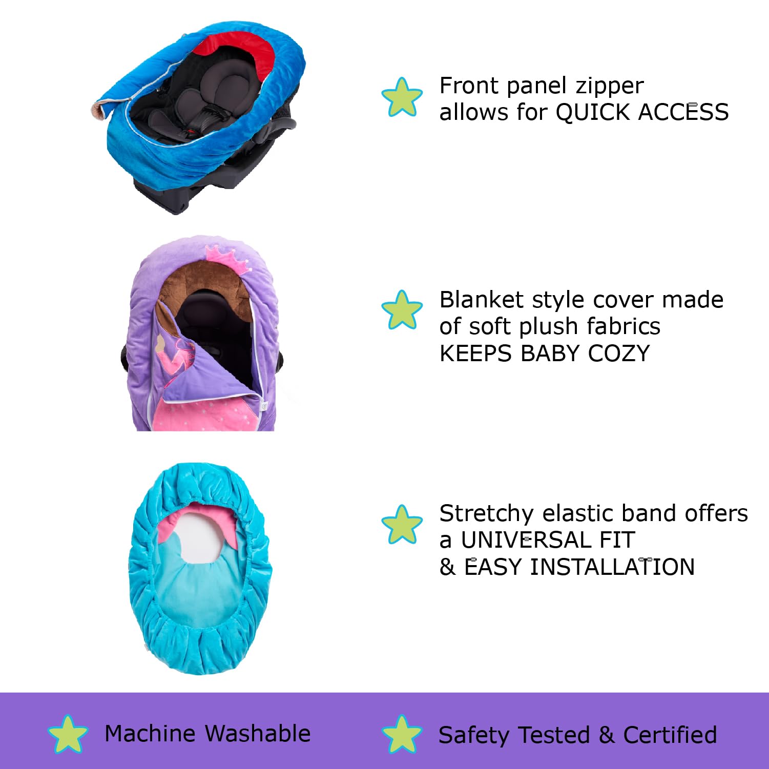 Coprisedile per auto, elastico, universale, per neonati e ragazze, morbida e calda, stile coperta per seggiolino auto, costume per neonati (fata)
