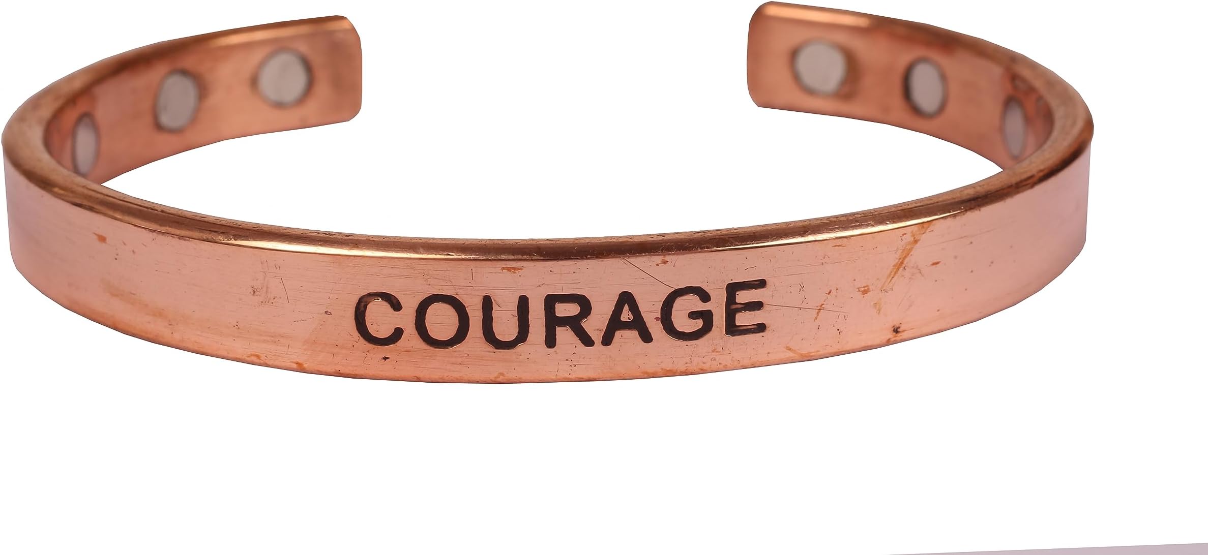 Inspirational Copper Engraved Magnetic Bracelets for Teen Girls/Women-Personalized Jewelry Gifts for Best Friend/Mom/Daughter/Sister - Adjustable Bracelet in a Pretty Gift Box Courage