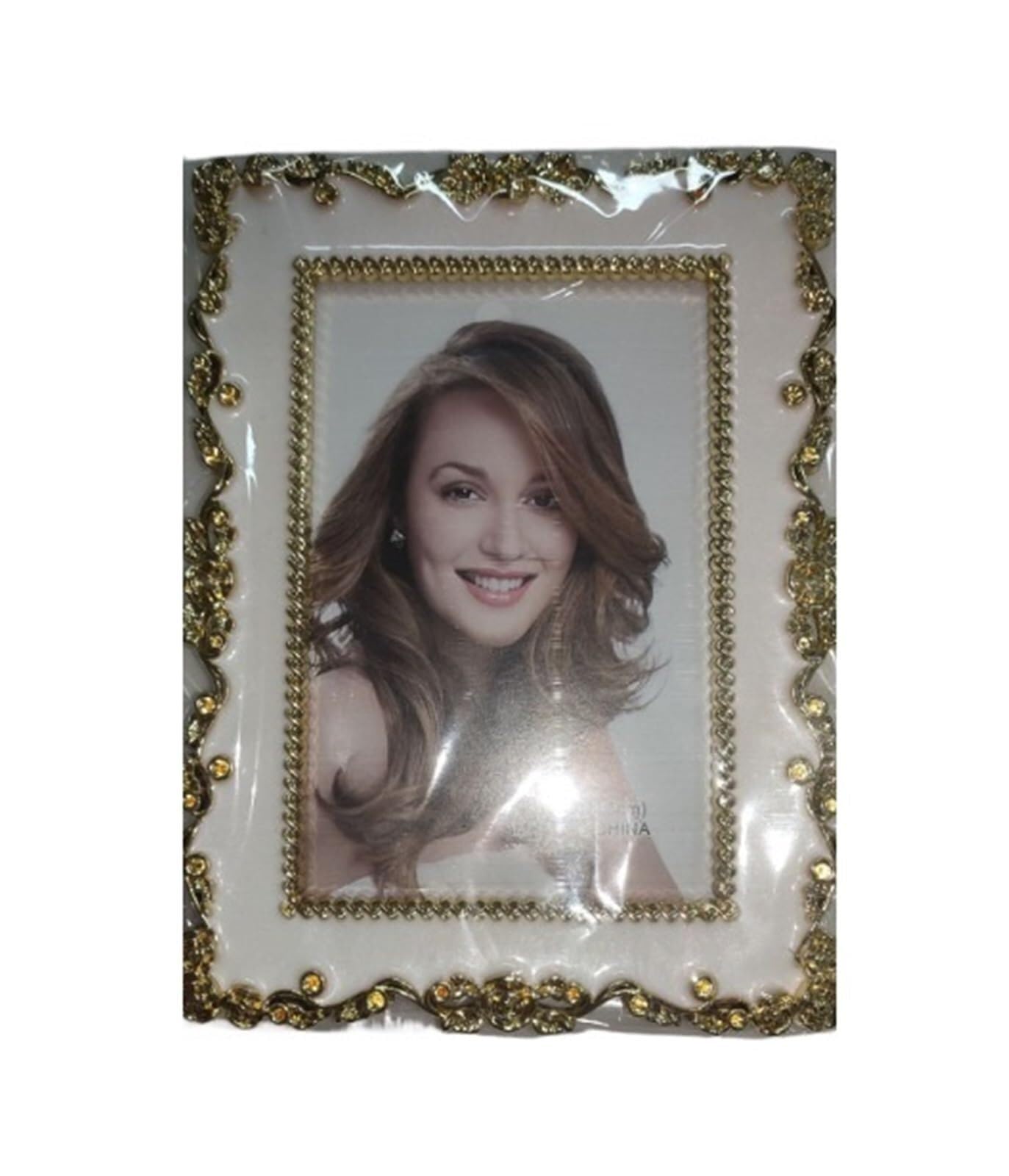 Photo Frames Retro Simple Wedding Photo Frame Resin Stand For Office Home Desk(Golden,7inch(13x18cm))