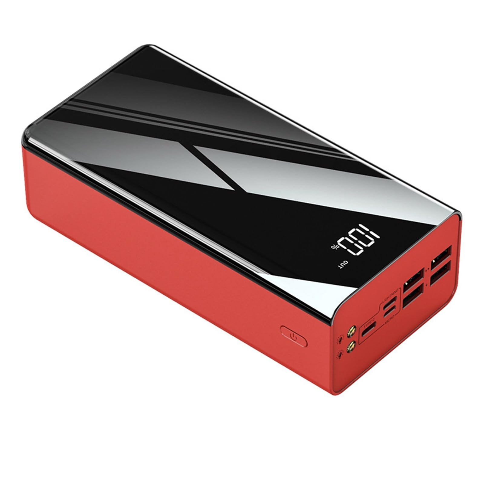 Power Bank 40000-100000 Mah Przenośna ładowarka USB 4 Wyjście 3 wejście Wyświetlacz LED obsługuje szybkie ładowanie Zewnętrzna bateria do wszystkich telefonów komórkowych(czerwony, 100000mah)