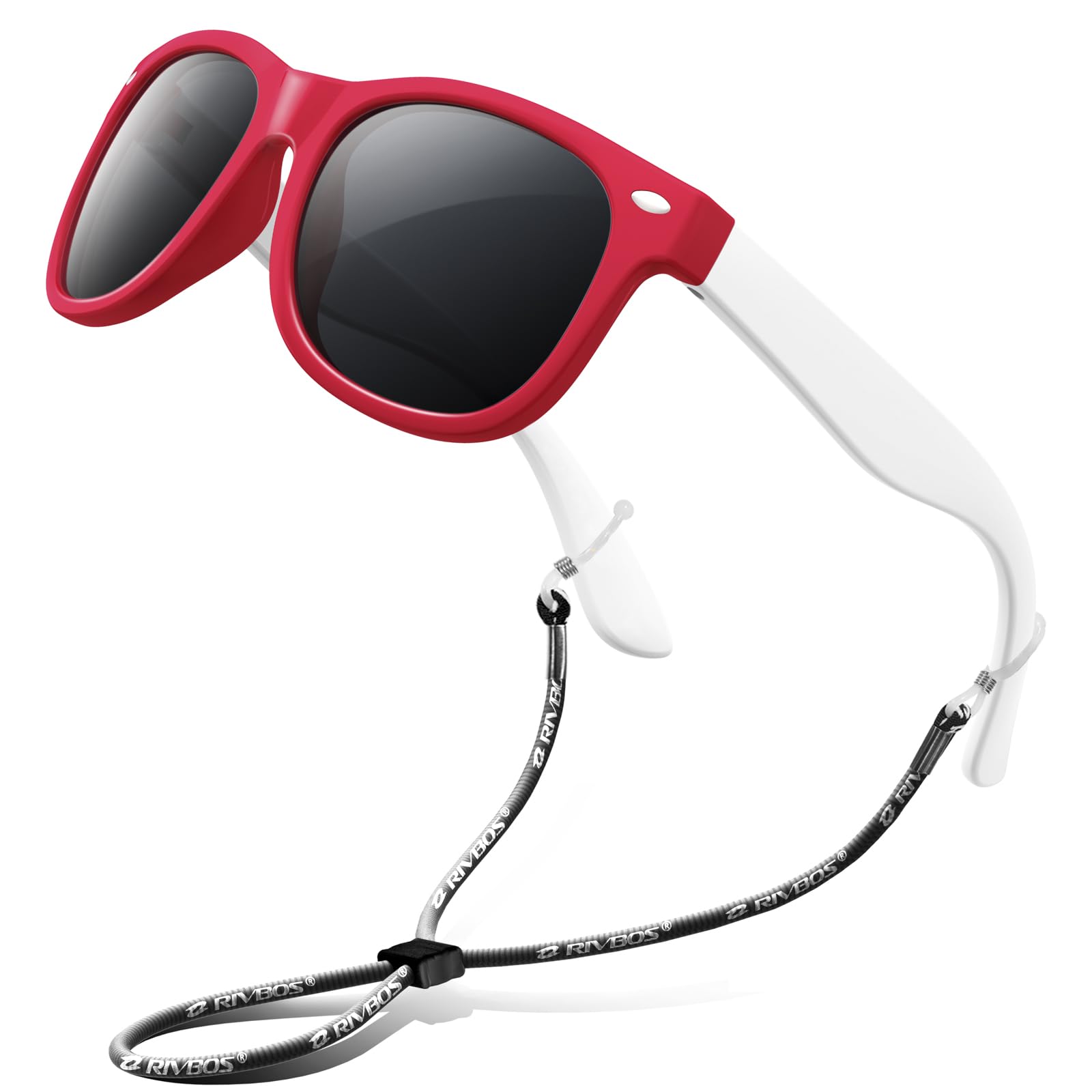 RIVBOS RBK004 Rubber Flexible Kids Polarized Sunglasses Age 3-10 (W Red)