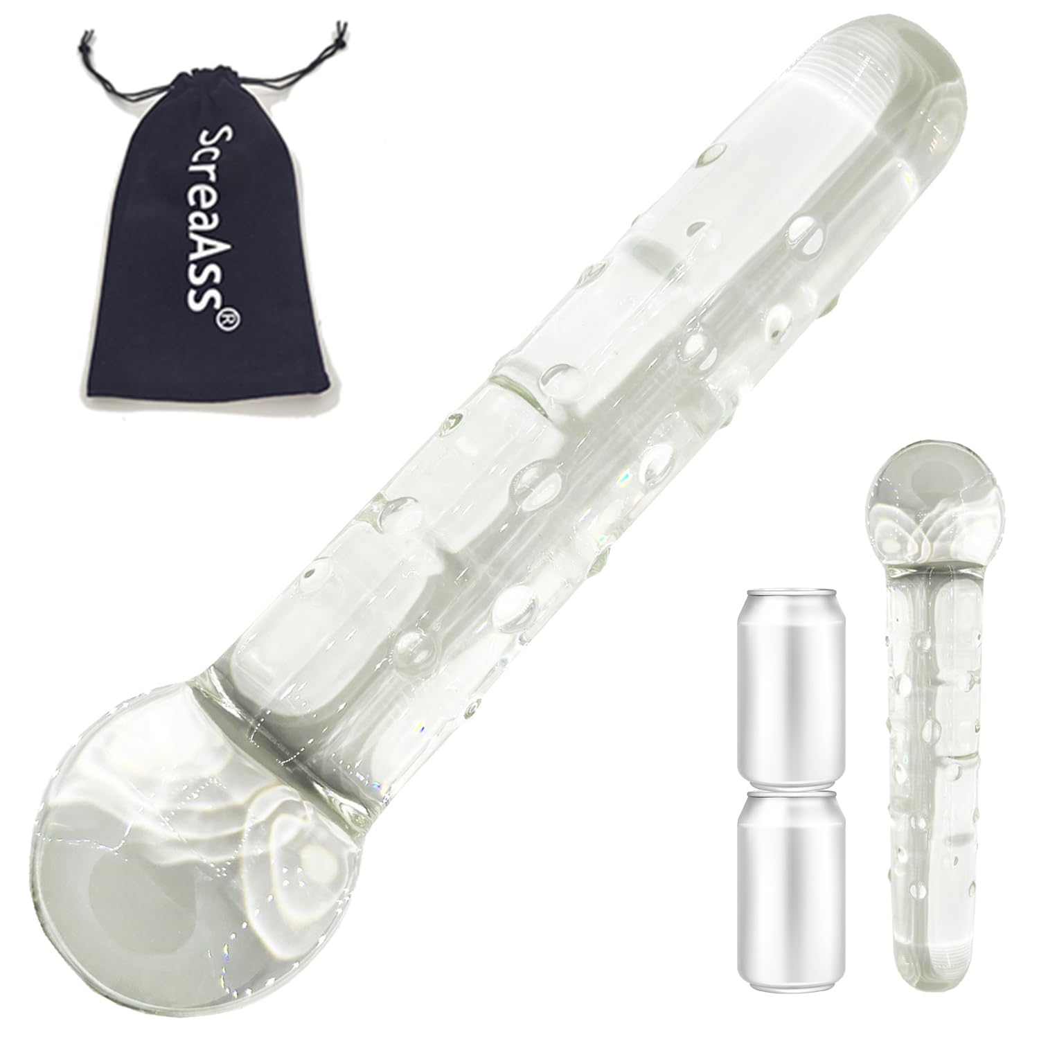 Big Glass Dildo Penis Glas Doppeldildos Glasdildo XXL Mit 7Cm Anal Perlen 31Cm Super Groß Buttplug Kristall Glas Analdildo Anal Plug Masturbation Sexspielzeug Für Frauen Männer,Clear,31cm
