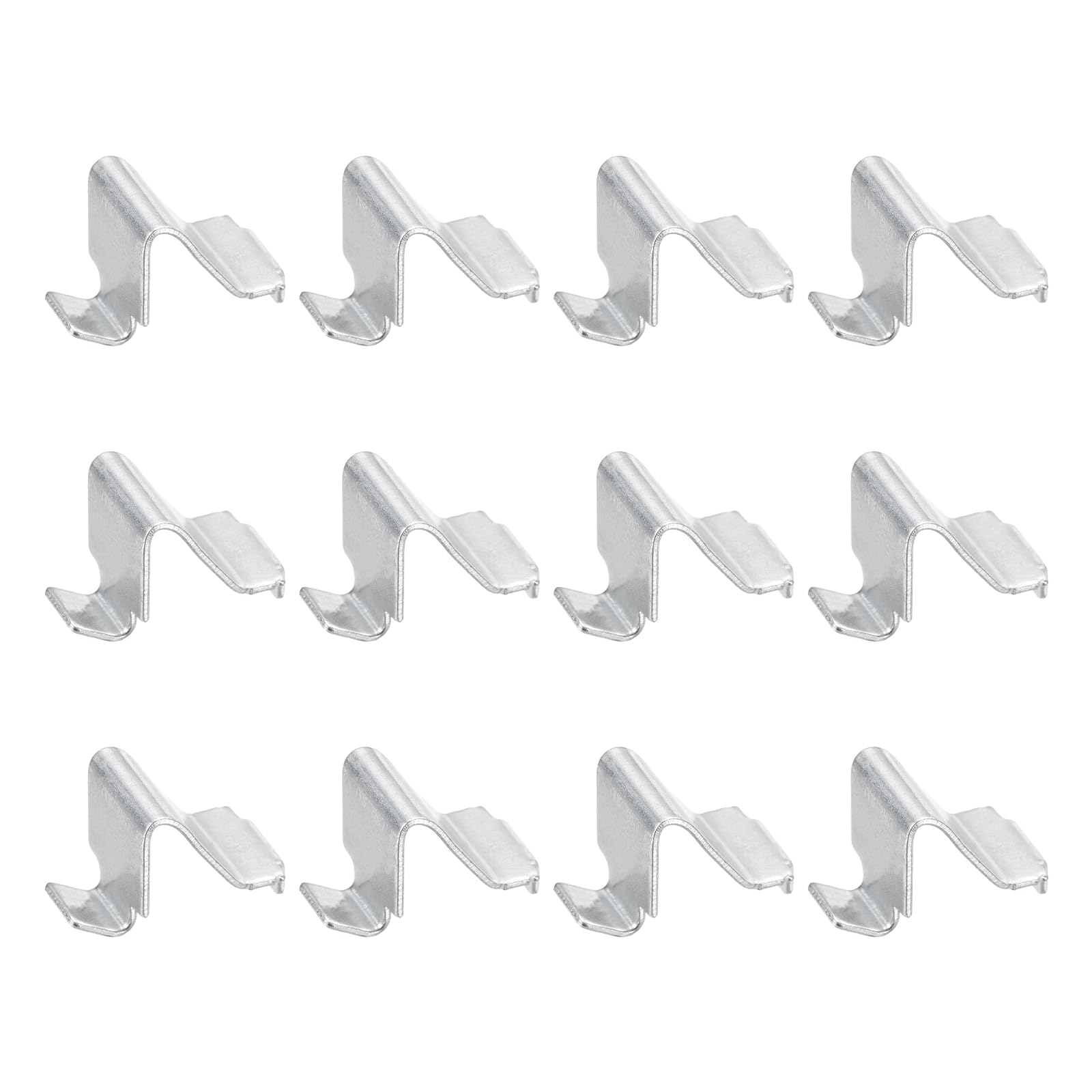 sourcing map 12Pcs Shelf Bracket Clips, 8mm Metal Adjustable Shelf Support Clip U-Shape Shelving Brackets Pins for Kitchen Cabinet Bookcase, Silver