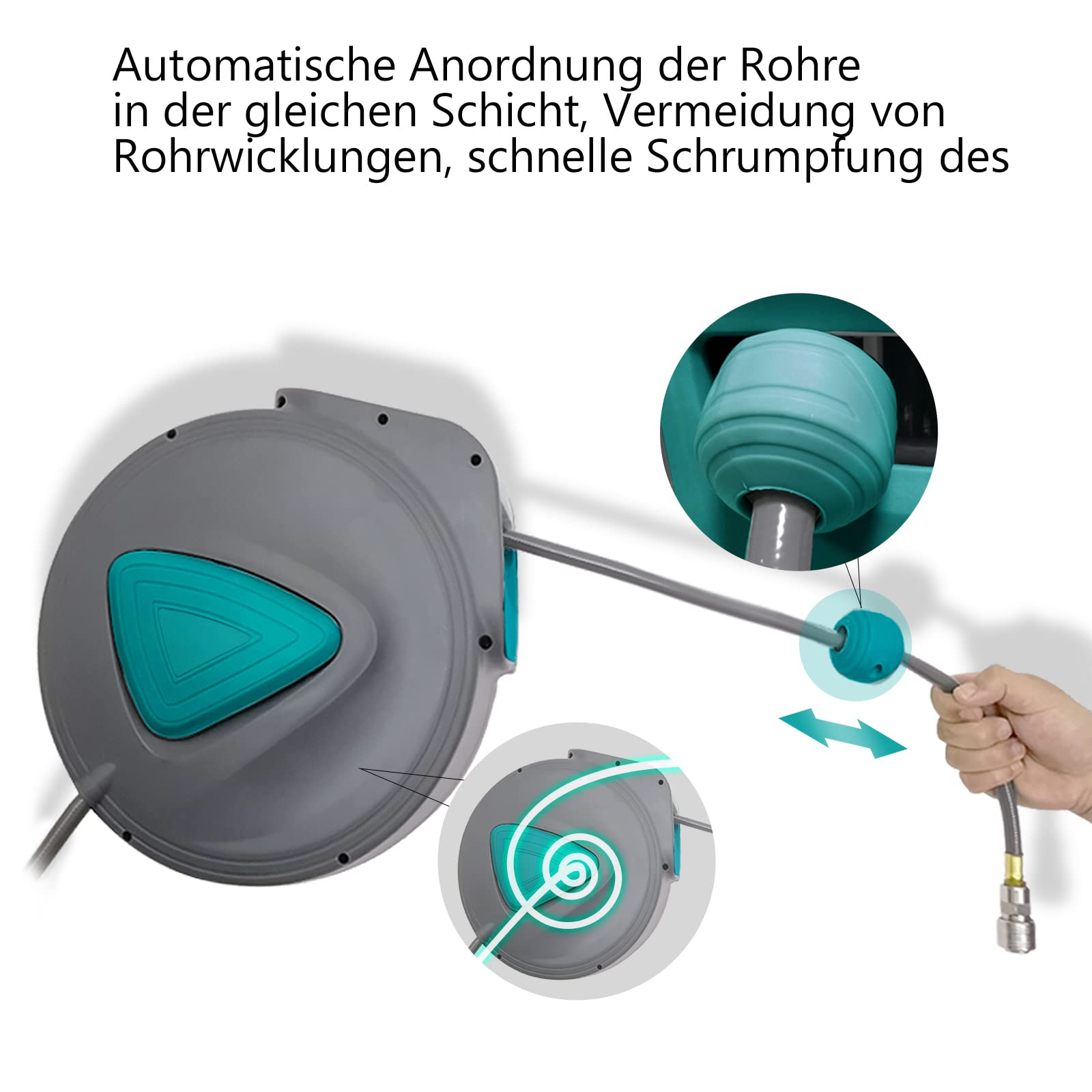10m Druckluftschlauchtrommel 1/4" Anschluss Druckluftschlauch Aufrolle Automatisch Schlauchtrommel Wandschlauchhalter Schlauchaufroller für Auto-Werkstatt usw