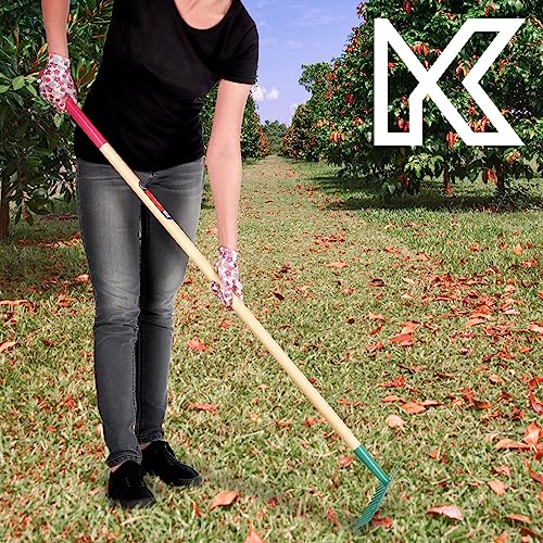 KADAX Gartenwerkzeug-Set, 4er Set, Metall Spaten, Rechen und Hacke, Gartenwerkzeug für Damen, Inclusive Handschuhe, Gartenset, Gartengeräte – Bild 3