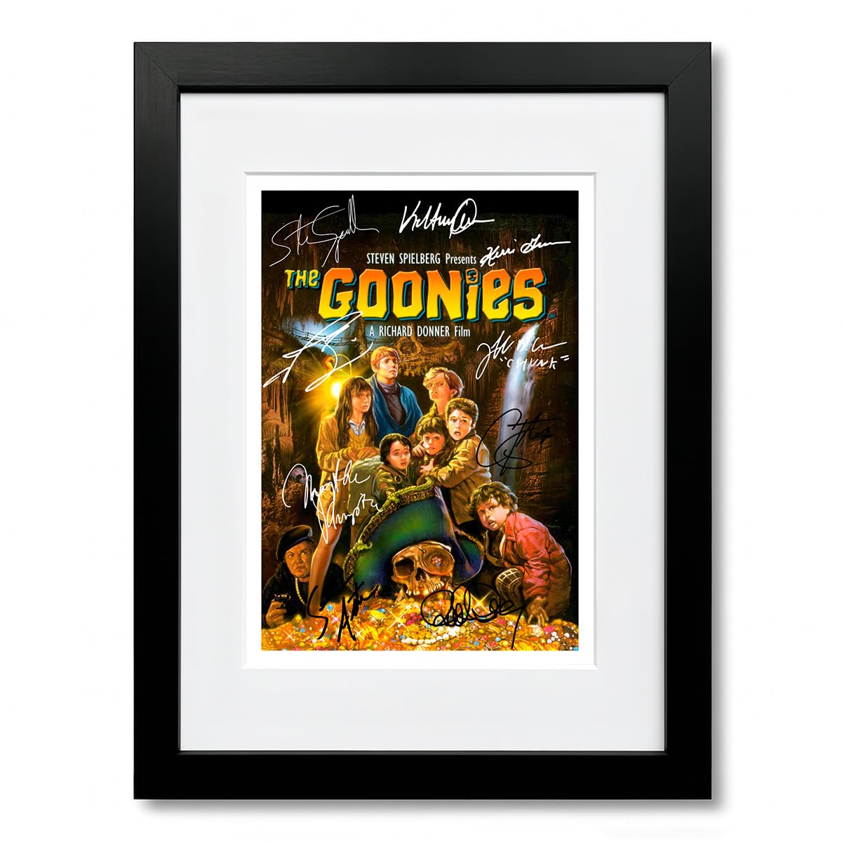 Mounted Gifts Goonies A4 Framed & Mounted The Goonies Cast Signed A4 Poster Photo Print Framed Autograph Gift Movie Film (Goonies A4 Framed & Mounted)