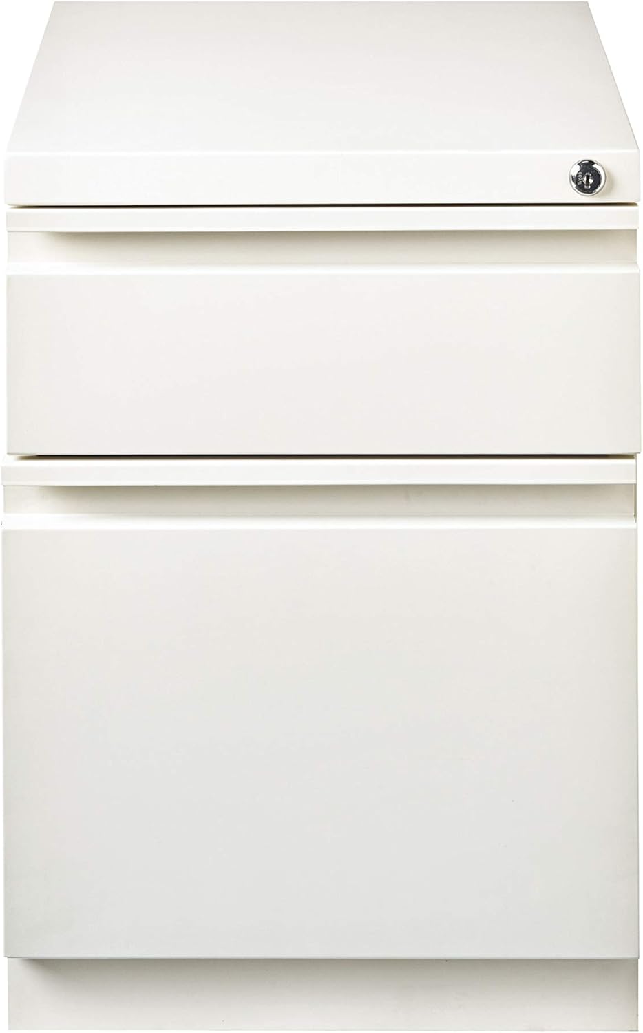 20 Inch Deep Metal Mobile Pedestal File 2 Drawer Box-File with Full Width Pull, for Home and Office, Holds Letter Width Hanging Folders, White