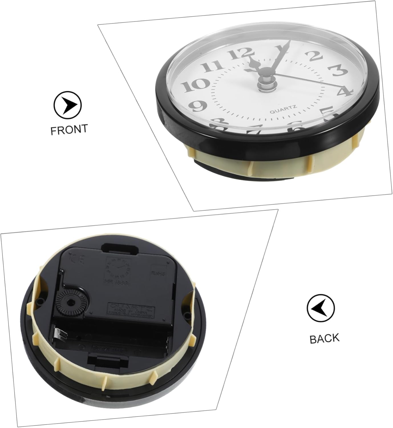 Uonlytech 5pcs Arabic Numeral Quartz Clock Insert Replacement Kit Elegant Clock Face for Crafts Accurate Movement for Home Decor Boxed Packaging