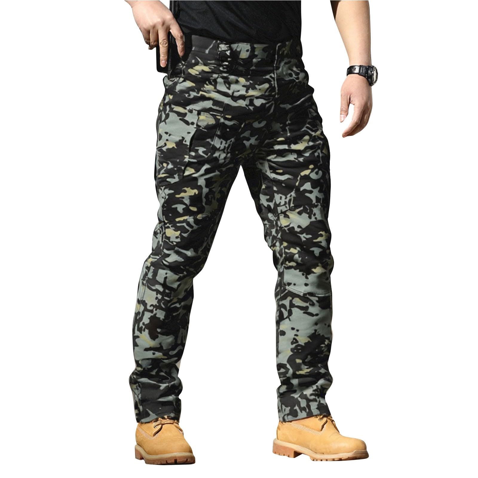Cargo Work Pants for Men Tactical Water Resistant Ripstop Hiking Pants Quick Dry Construction Pants with Pockets