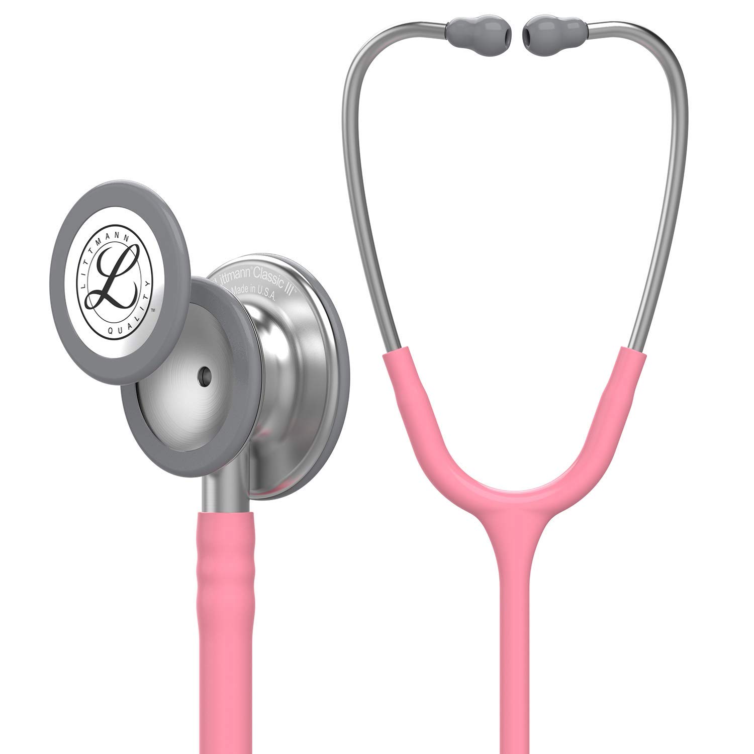 3M Littmann Classic III, Stetoscopio per il monitoraggio, tubo auricolare rosa perlato, 69 cm, 5633 + GIMA ASTUCCIO PORTA FONENDO, Bordeaux, Uso Professionale