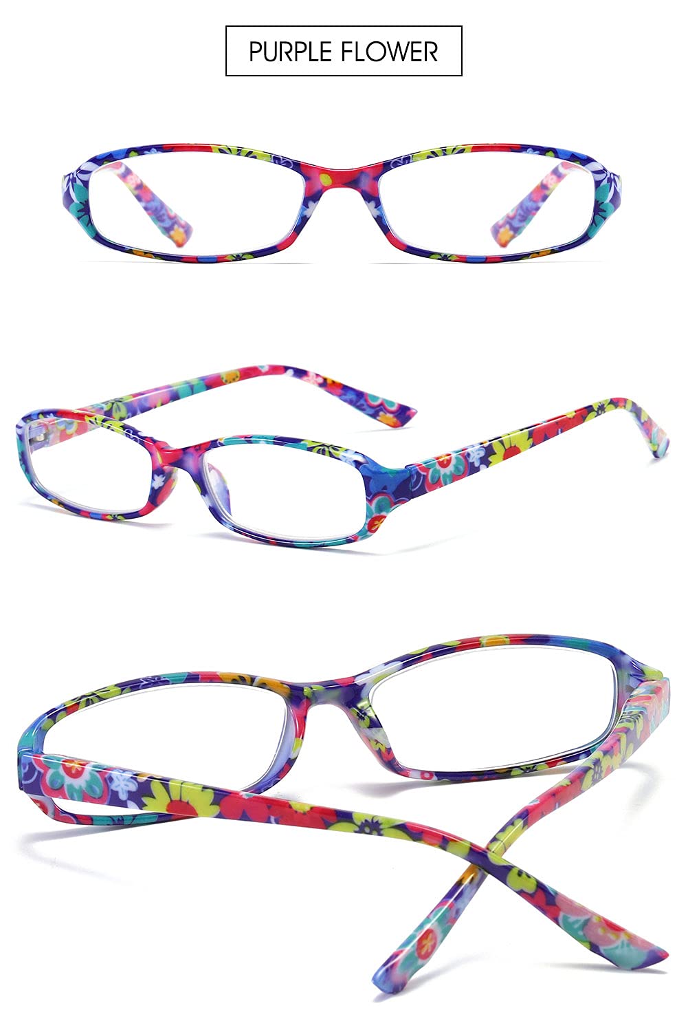 VEVESMUNDO Lesebrille Damen Modern Federscharnier Blumen Lesehilfe Sehhilfe Brille Leicht Vintage mit Brillentasche