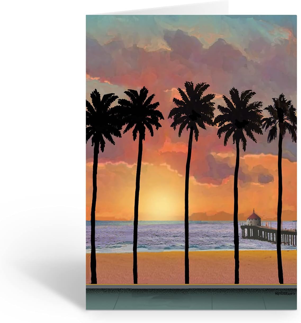 Stonehouse Collection Beach Sunset Note Card Set | 24 Custom Boxed Note Cards | Personalized Beach Ocean Shore Note Cards | Boardwalk (Personalized)