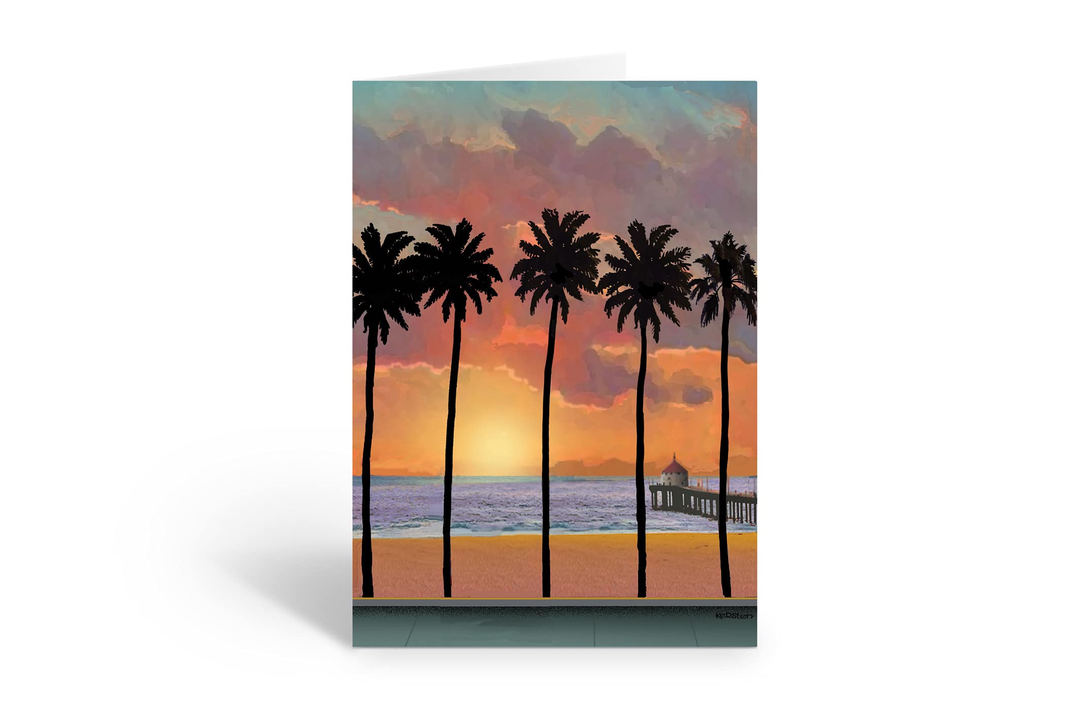 Stonehouse Collection Beach Sunset Note Card Set | 10 Boxed Note Cards | Beach Ocean Shore Note Cards - Boardwalk (Standard)