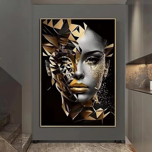 awtrhfc African Golden Woman Poster Modern Abstract Art Canvas Painting Wall Art Picture for Living Room Home(70x90cm(26x35in)/No frame)